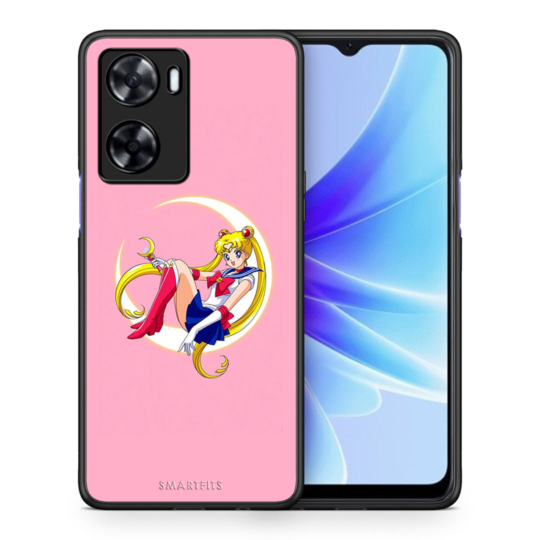 Θήκη Oppo A57s / A77s / A77 Moon Girl από τη Smartfits με σχέδιο στο πίσω μέρος και μαύρο περίβλημα | Oppo A57s / A77s / A77 Moon Girl case with colorful back and black bezels