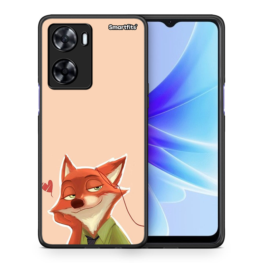 Θήκη Oppo A57s / A77s / A58 / OnePlus Nord N20 SE Nick Wilde And Judy Hopps Love 1 από τη Smartfits με σχέδιο στο πίσω μέρος και μαύρο περίβλημα | Oppo A57s / A77s / A58 / OnePlus Nord N20 SE Nick Wilde And Judy Hopps Love 1 case with colorful back and black bezels