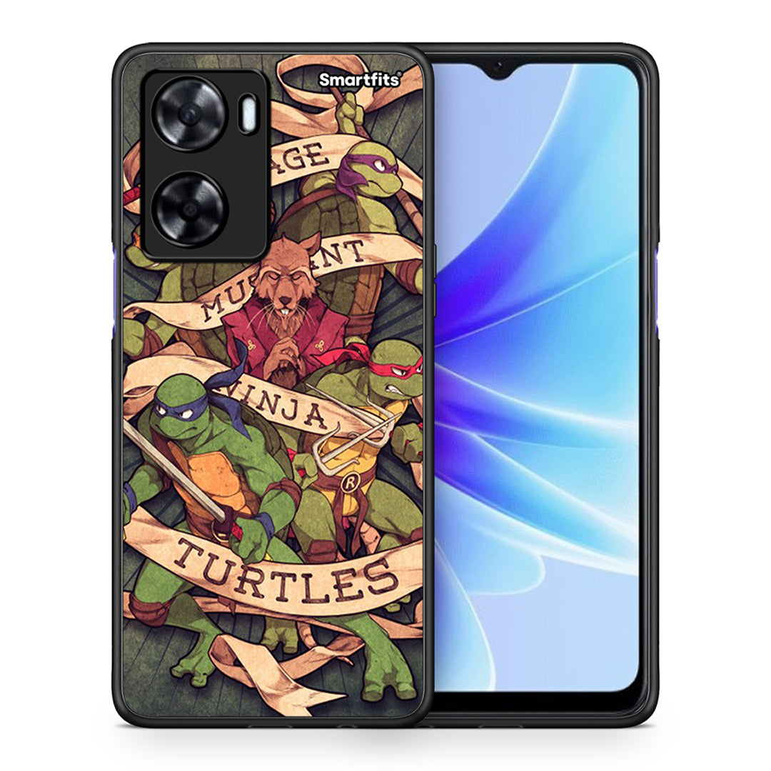 Θήκη Oppo A57s / A77s / A58 / OnePlus Nord N20 SE Ninja Turtles από τη Smartfits με σχέδιο στο πίσω μέρος και μαύρο περίβλημα | Oppo A57s / A77s / A58 / OnePlus Nord N20 SE Ninja Turtles case with colorful back and black bezels