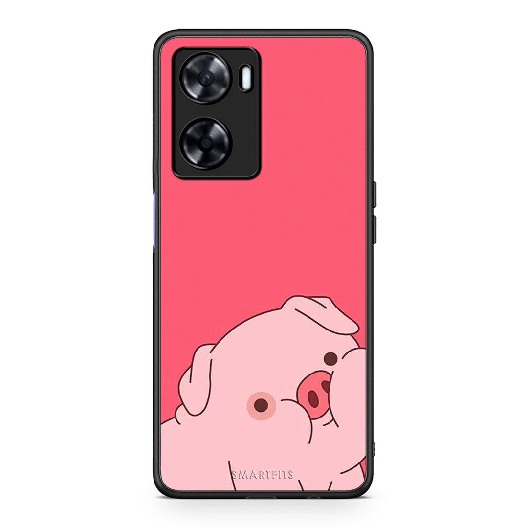 Oppo A57s / A77s / A77 Pig Love 1 Θήκη Αγίου Βαλεντίνου από τη Smartfits με σχέδιο στο πίσω μέρος και μαύρο περίβλημα | Smartphone case with colorful back and black bezels by Smartfits