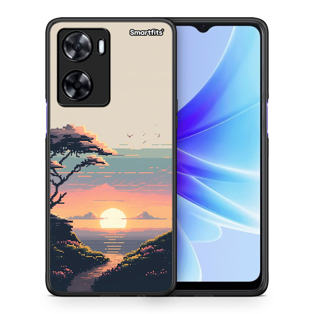 Θήκη Oppo A57s / A77s / A58 / OnePlus Nord N20 SE Pixel Sunset από τη Smartfits με σχέδιο στο πίσω μέρος και μαύρο περίβλημα | Oppo A57s / A77s / A58 / OnePlus Nord N20 SE Pixel Sunset case with colorful back and black bezels