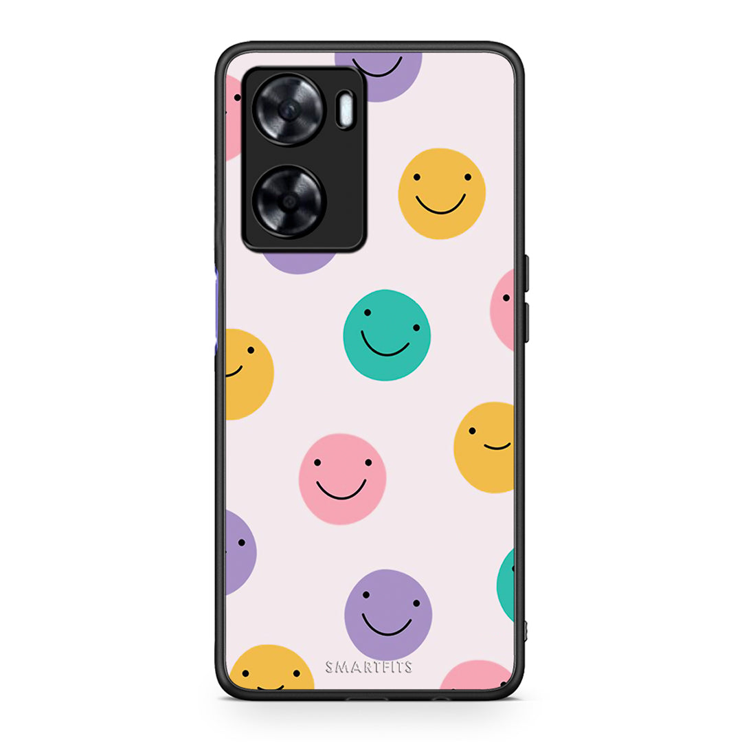 Oppo A57s / A77s / A58 / OnePlus Nord N20 SE Smiley Faces θήκη από τη Smartfits με σχέδιο στο πίσω μέρος και μαύρο περίβλημα | Smartphone case with colorful back and black bezels by Smartfits