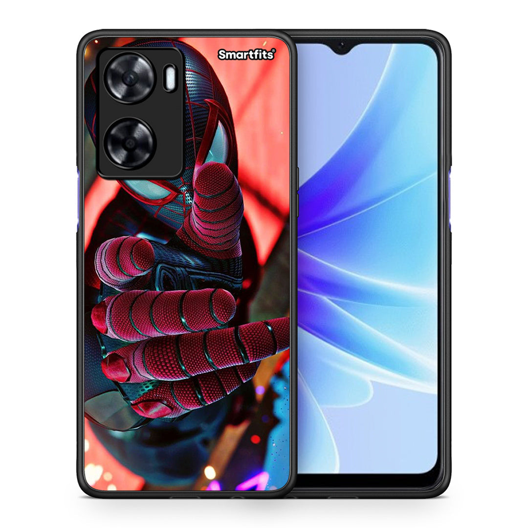 Θήκη Oppo A57s / A77s / A58 / OnePlus Nord N20 SE Spider Hand από τη Smartfits με σχέδιο στο πίσω μέρος και μαύρο περίβλημα | Oppo A57s / A77s / A58 / OnePlus Nord N20 SE Spider Hand case with colorful back and black bezels