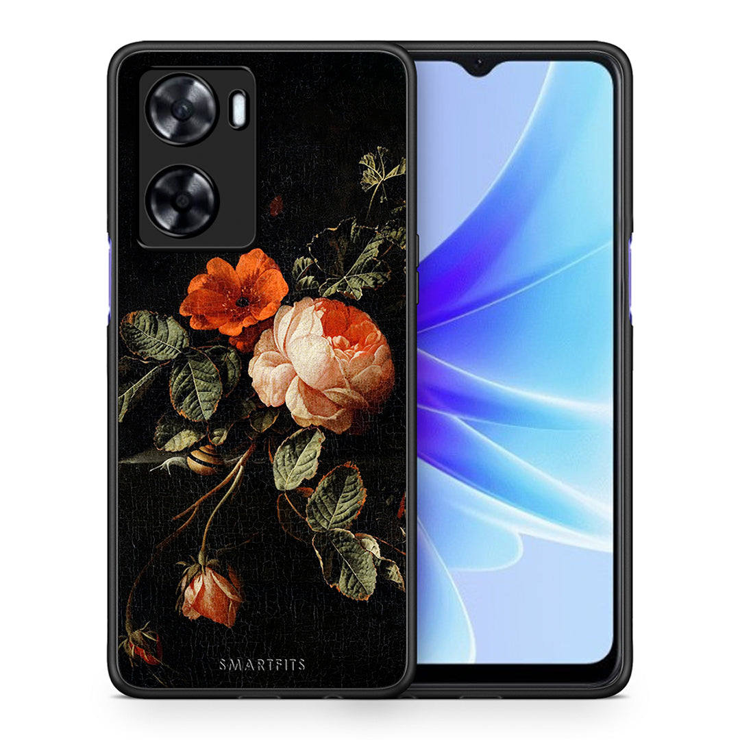 Θήκη Oppo A57s / A77s / A58 / OnePlus Nord N20 SE Vintage Roses από τη Smartfits με σχέδιο στο πίσω μέρος και μαύρο περίβλημα | Oppo A57s / A77s / A58 / OnePlus Nord N20 SE Vintage Roses case with colorful back and black bezels