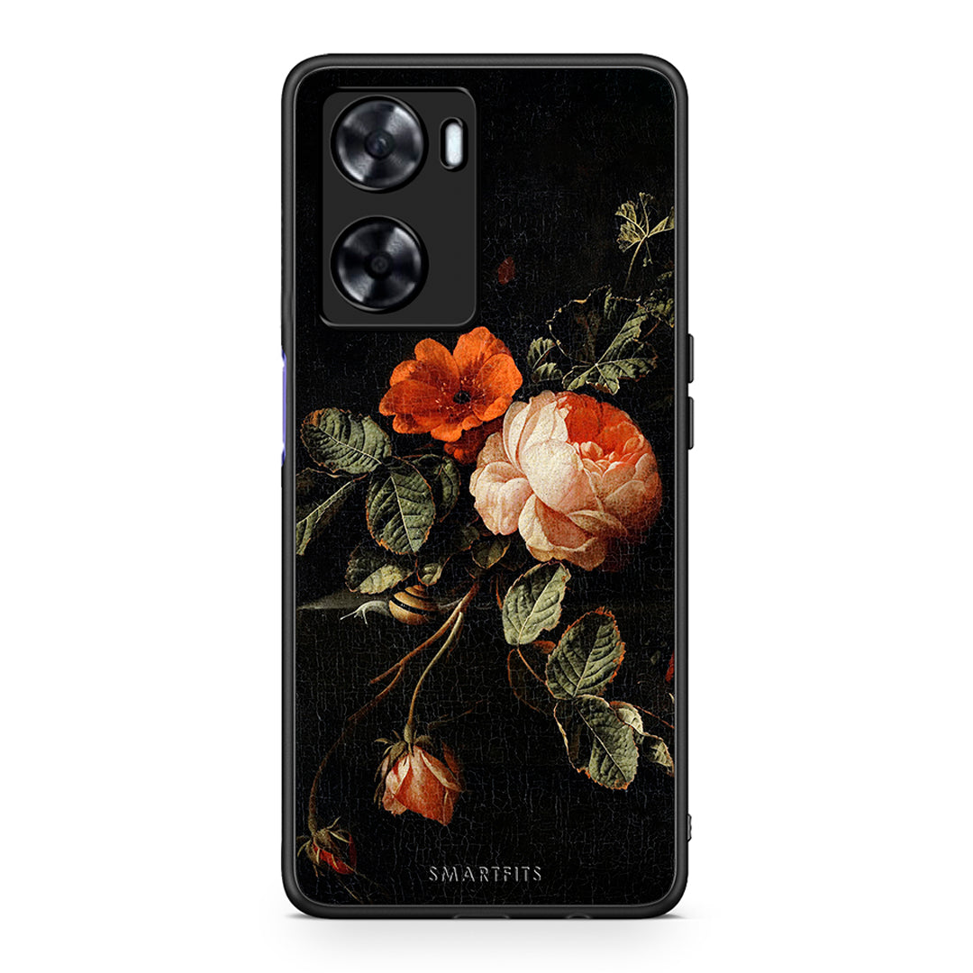 Oppo A57s / A77s / A58 / OnePlus Nord N20 SE Vintage Roses θήκη από τη Smartfits με σχέδιο στο πίσω μέρος και μαύρο περίβλημα | Smartphone case with colorful back and black bezels by Smartfits