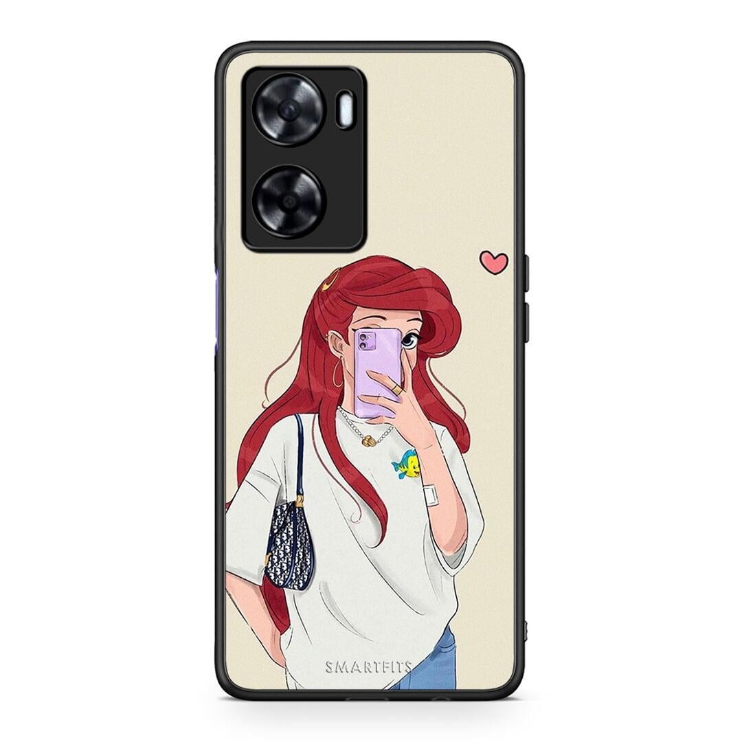 Oppo A57s / A77s / A58 / OnePlus Nord N20 SE Walking Mermaid Θήκη από τη Smartfits με σχέδιο στο πίσω μέρος και μαύρο περίβλημα | Smartphone case with colorful back and black bezels by Smartfits