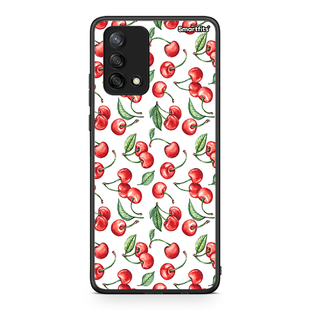 Oppo A74 4G Cherry Summer θήκη από τη Smartfits με σχέδιο στο πίσω μέρος και μαύρο περίβλημα | Smartphone case with colorful back and black bezels by Smartfits