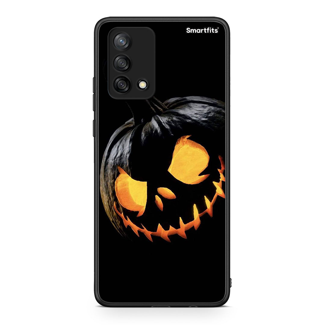 Oppo A74 4G Halloween Scary Pumpkin Θήκη από τη Smartfits με σχέδιο στο πίσω μέρος και μαύρο περίβλημα | Smartphone case with colorful back and black bezels by Smartfits