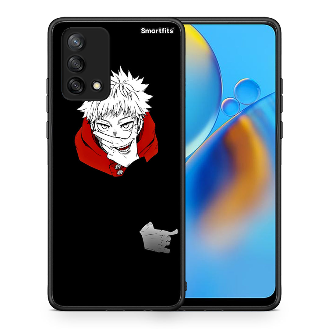 Θήκη Oppo A74 4G Itadori Anime από τη Smartfits με σχέδιο στο πίσω μέρος και μαύρο περίβλημα | Oppo A74 4G Itadori Anime case with colorful back and black bezels