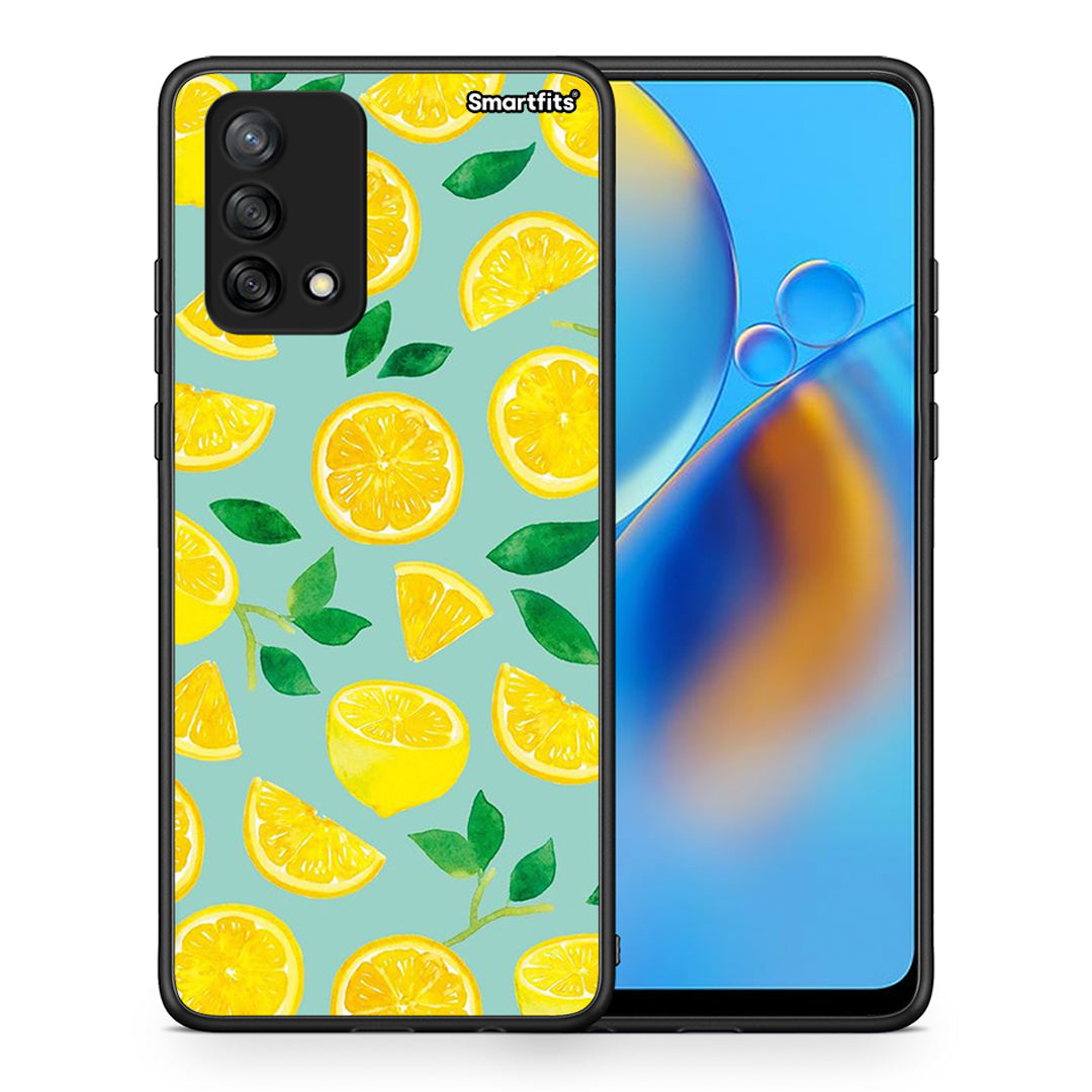 Θήκη Oppo A74 4G Lemons από τη Smartfits με σχέδιο στο πίσω μέρος και μαύρο περίβλημα | Oppo A74 4G Lemons case with colorful back and black bezels