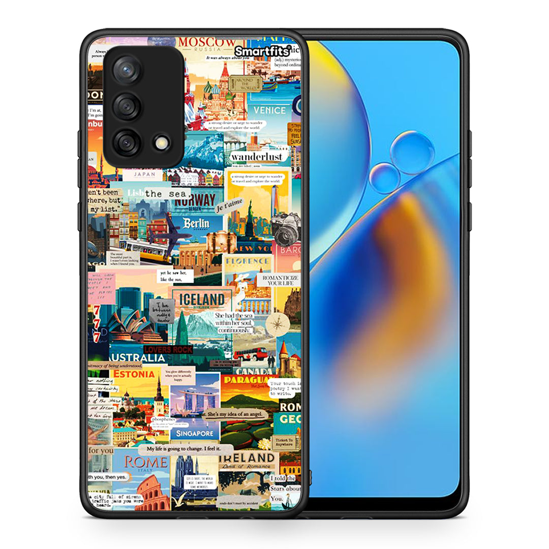 Θήκη Oppo A74 4G Live To Travel από τη Smartfits με σχέδιο στο πίσω μέρος και μαύρο περίβλημα | Oppo A74 4G Live To Travel case with colorful back and black bezels