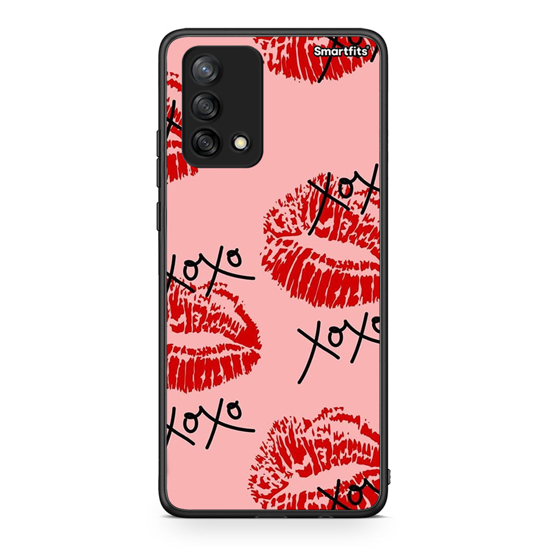 Oppo A74 4G XOXO Lips θήκη από τη Smartfits με σχέδιο στο πίσω μέρος και μαύρο περίβλημα | Smartphone case with colorful back and black bezels by Smartfits