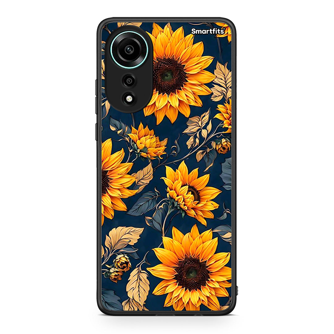 Oppo A78 4G Autumn Sunflowers Θήκη από τη Smartfits με σχέδιο στο πίσω μέρος και μαύρο περίβλημα | Smartphone case with colorful back and black bezels by Smartfits