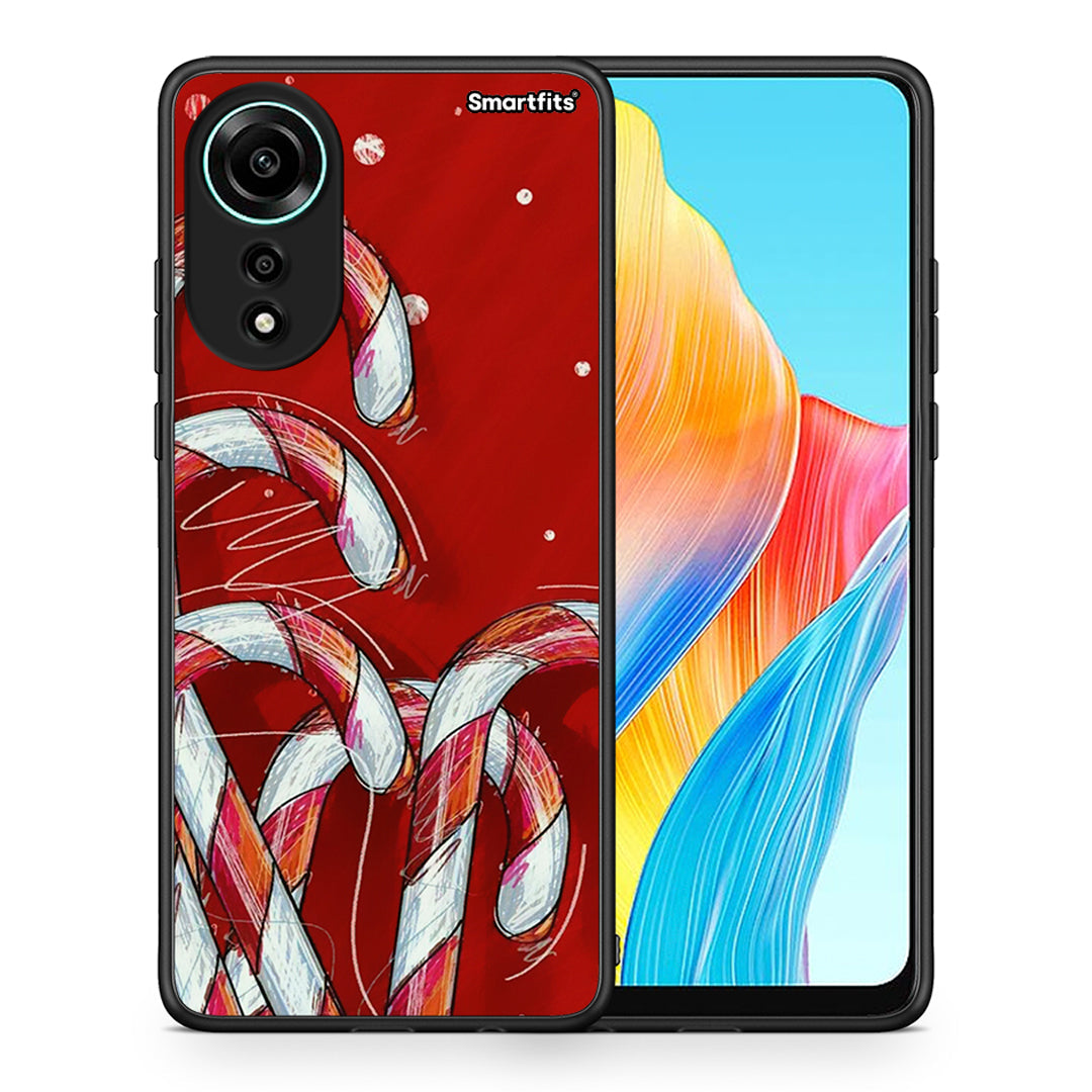 Θήκη Oppo A78 4G Candy Cane από τη Smartfits με σχέδιο στο πίσω μέρος και μαύρο περίβλημα | Oppo A78 4G Candy Cane case with colorful back and black bezels