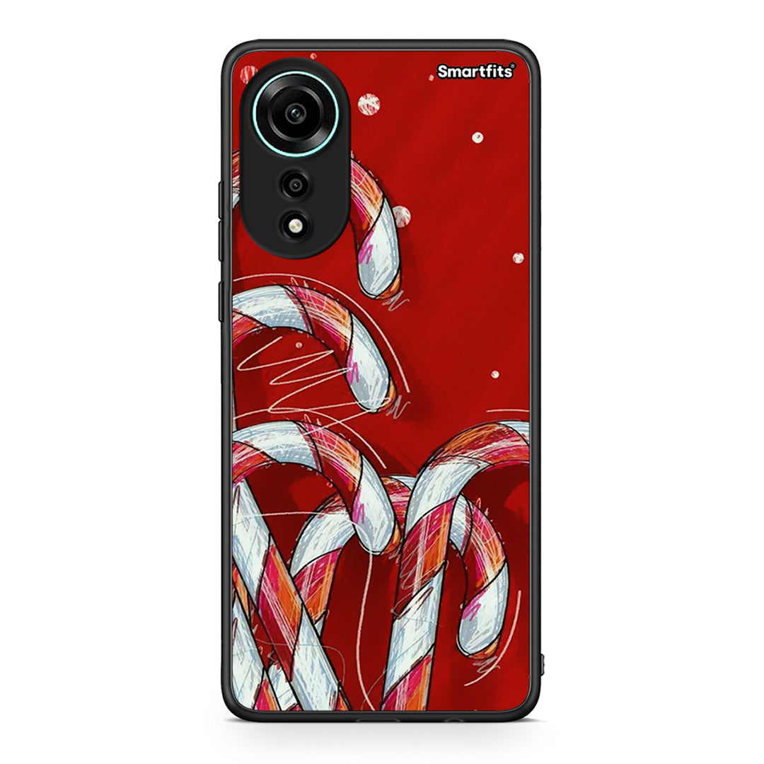 Oppo A78 4G Candy Cane θήκη από τη Smartfits με σχέδιο στο πίσω μέρος και μαύρο περίβλημα | Smartphone case with colorful back and black bezels by Smartfits