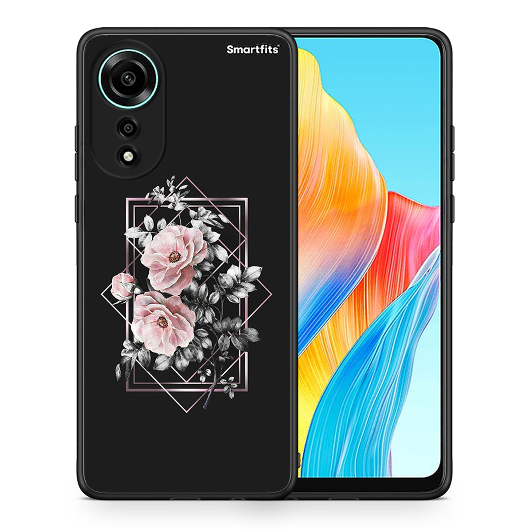 Θήκη Oppo A78 4G Frame Flower από τη Smartfits με σχέδιο στο πίσω μέρος και μαύρο περίβλημα | Oppo A78 4G Frame Flower case with colorful back and black bezels