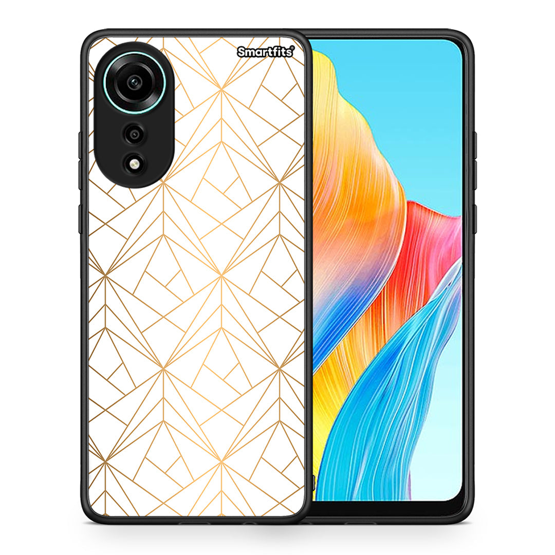 Θήκη Oppo A78 4G Luxury White Geometric από τη Smartfits με σχέδιο στο πίσω μέρος και μαύρο περίβλημα | Oppo A78 4G Luxury White Geometric case with colorful back and black bezels