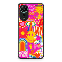 Thumbnail for Oppo A78 4G Hippie Love θήκη από τη Smartfits με σχέδιο στο πίσω μέρος και μαύρο περίβλημα | Smartphone case with colorful back and black bezels by Smartfits