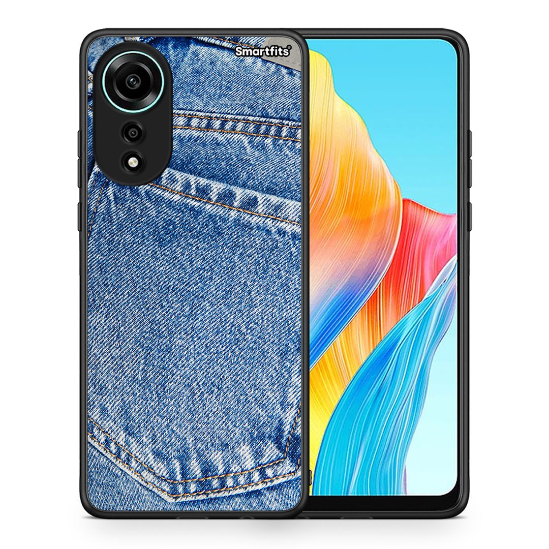 Θήκη Oppo A78 4G Jeans Pocket από τη Smartfits με σχέδιο στο πίσω μέρος και μαύρο περίβλημα | Oppo A78 4G Jeans Pocket case with colorful back and black bezels