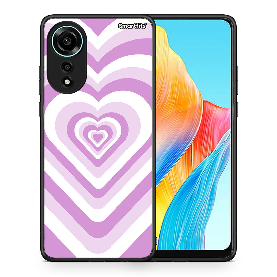 Θήκη Oppo A78 4G Lilac Hearts από τη Smartfits με σχέδιο στο πίσω μέρος και μαύρο περίβλημα | Oppo A78 4G Lilac Hearts case with colorful back and black bezels