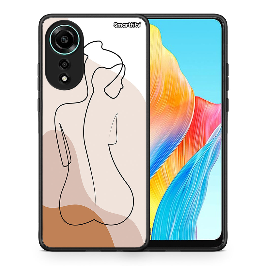 Θήκη Oppo A78 4G LineArt Woman από τη Smartfits με σχέδιο στο πίσω μέρος και μαύρο περίβλημα | Oppo A78 4G LineArt Woman case with colorful back and black bezels