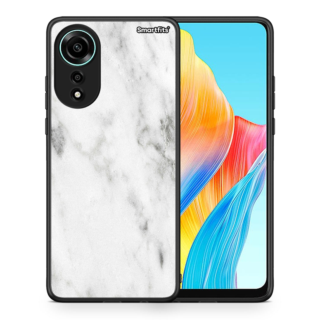 Θήκη Oppo A78 4G White Marble από τη Smartfits με σχέδιο στο πίσω μέρος και μαύρο περίβλημα | Oppo A78 4G White Marble case with colorful back and black bezels