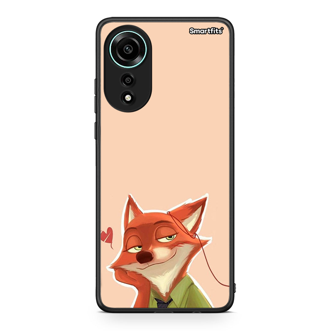 Oppo A78 4G Nick Wilde And Judy Hopps Love 1 θήκη από τη Smartfits με σχέδιο στο πίσω μέρος και μαύρο περίβλημα | Smartphone case with colorful back and black bezels by Smartfits