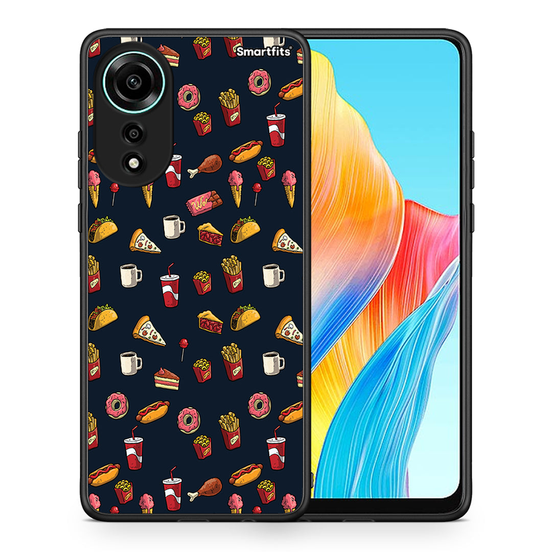 Θήκη Oppo A78 4G Hungry Random από τη Smartfits με σχέδιο στο πίσω μέρος και μαύρο περίβλημα | Oppo A78 4G Hungry Random case with colorful back and black bezels