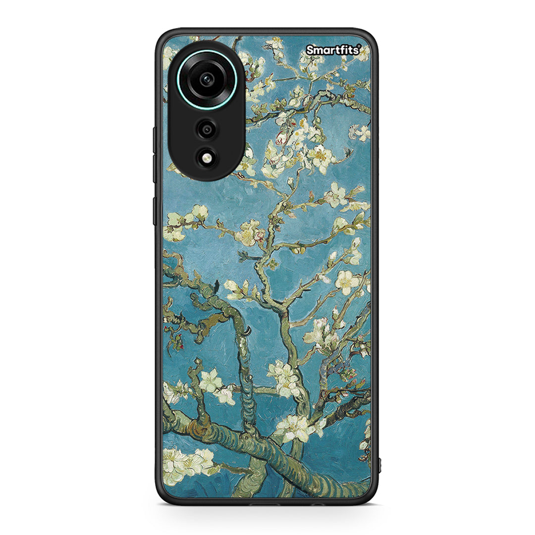Oppo A78 4G White Blossoms θήκη από τη Smartfits με σχέδιο στο πίσω μέρος και μαύρο περίβλημα | Smartphone case with colorful back and black bezels by Smartfits