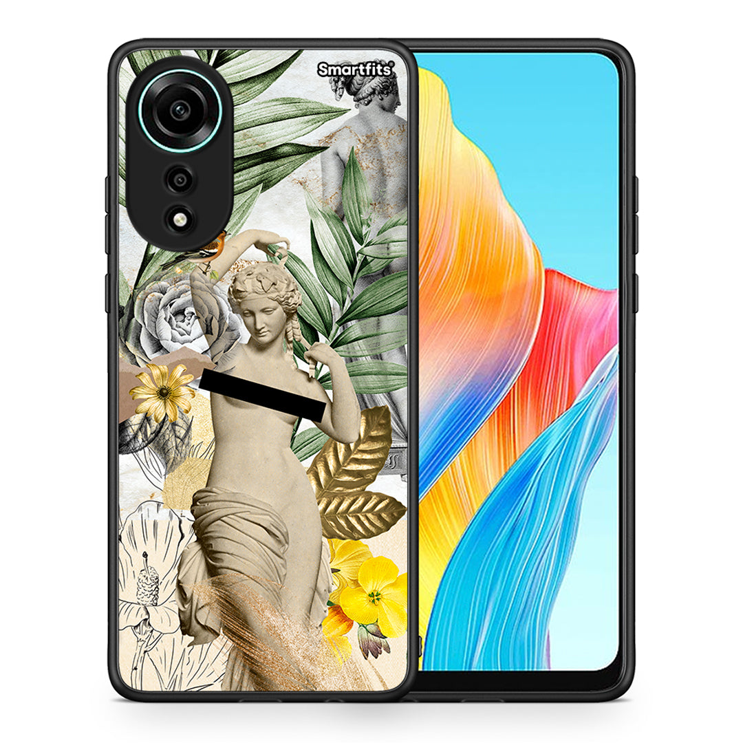 Θήκη Oppo A78 4G Woman Statue από τη Smartfits με σχέδιο στο πίσω μέρος και μαύρο περίβλημα | Oppo A78 4G Woman Statue case with colorful back and black bezels