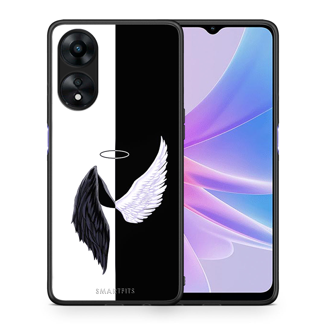 Θήκη Oppo A78 Angels Demons από τη Smartfits με σχέδιο στο πίσω μέρος και μαύρο περίβλημα | Oppo A78 Angels Demons Case with Colorful Back and Black Bezels