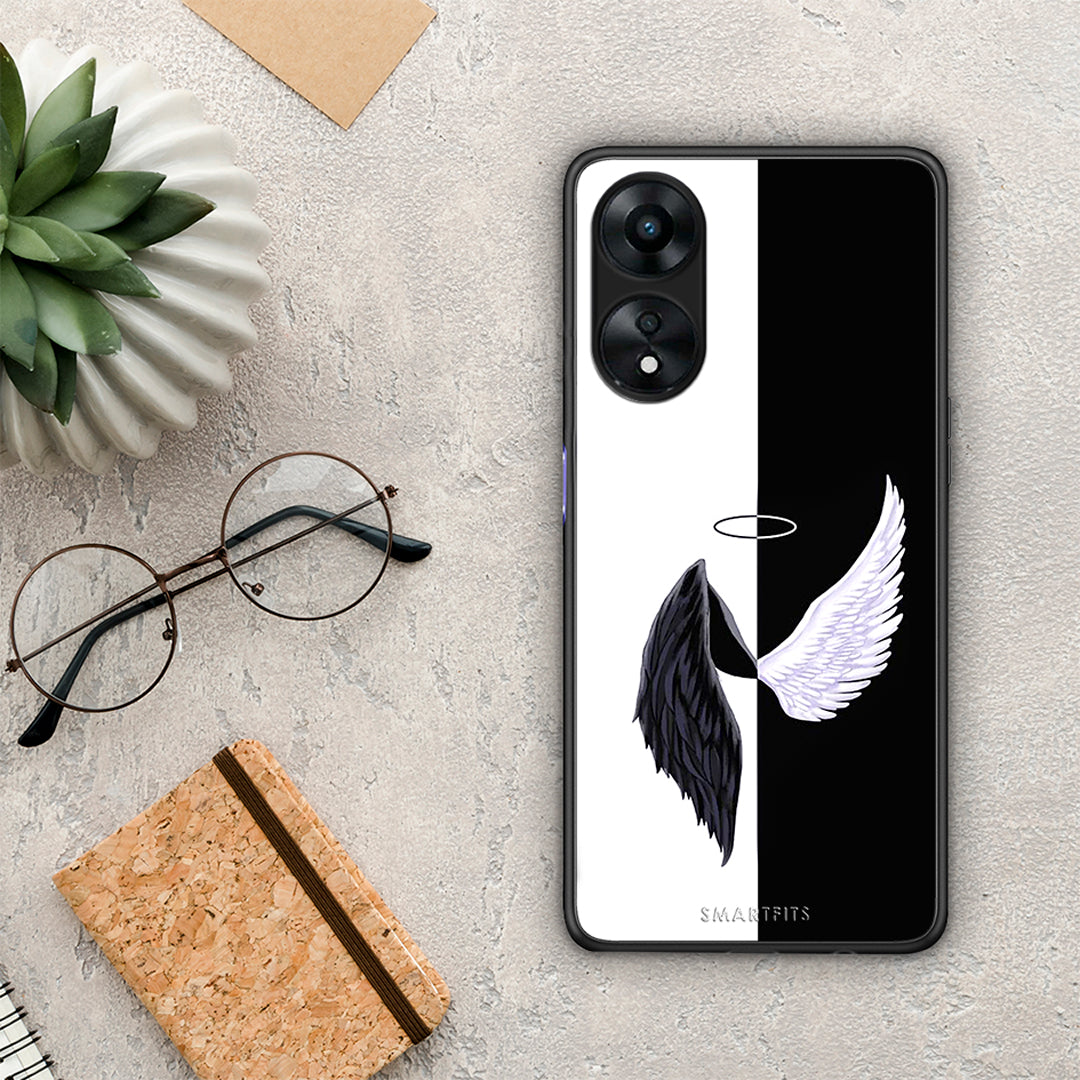 Θήκη Oppo A78 Angels Demons από τη Smartfits με σχέδιο στο πίσω μέρος και μαύρο περίβλημα | Oppo A78 Angels Demons Case with Colorful Back and Black Bezels