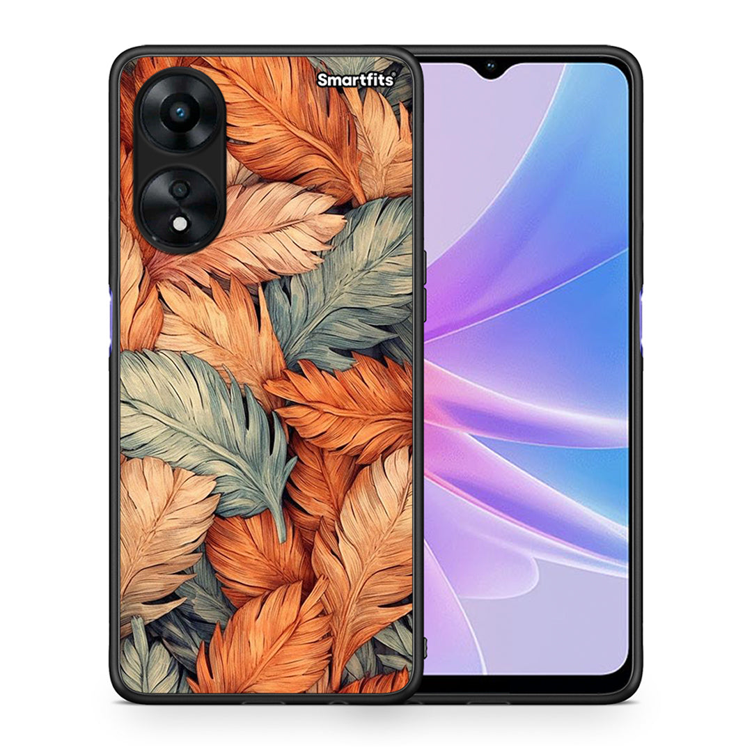 Θήκη Oppo A78 Autumn Leaves από τη Smartfits με σχέδιο στο πίσω μέρος και μαύρο περίβλημα | Oppo A78 Autumn Leaves Case with Colorful Back and Black Bezels