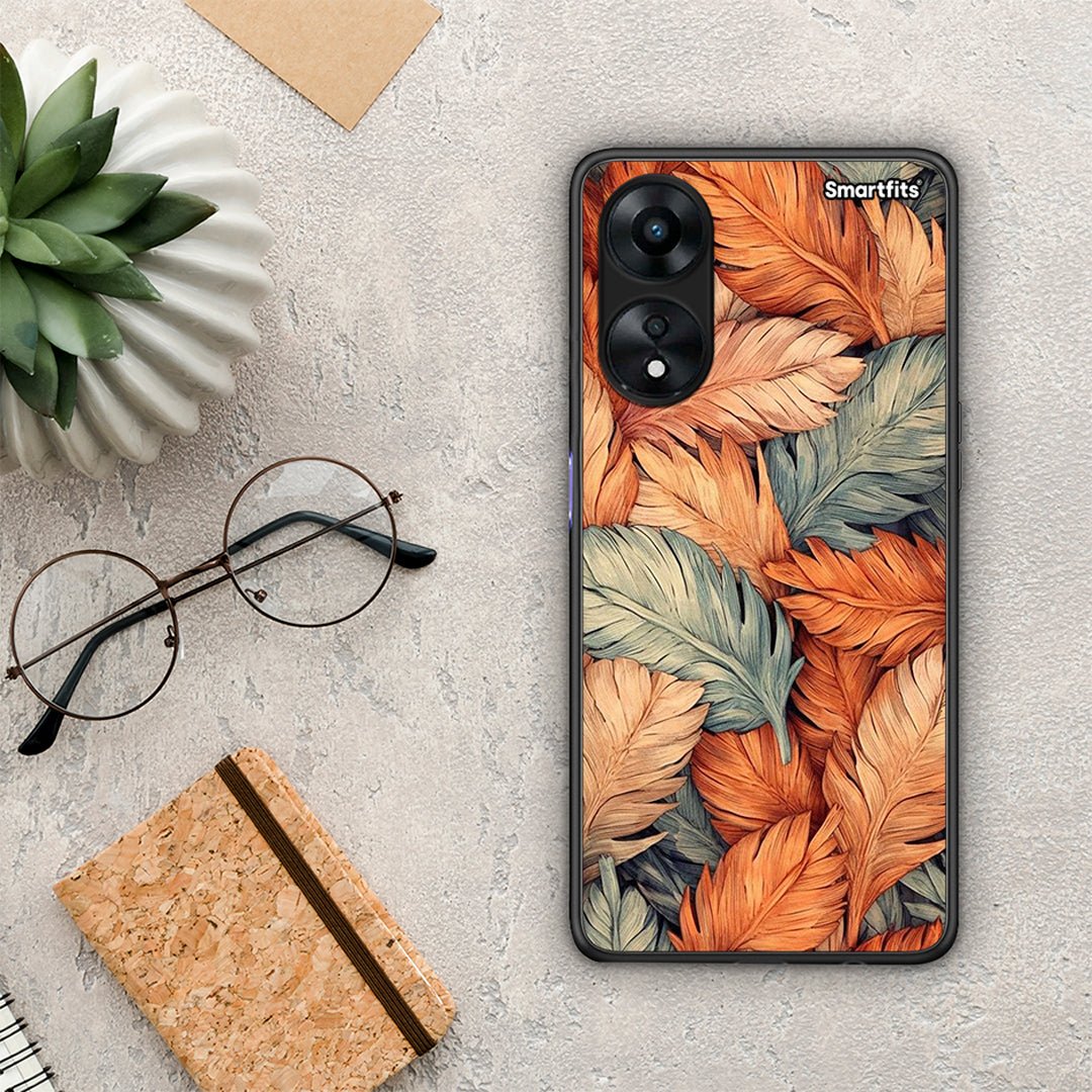 Θήκη Oppo A78 Autumn Leaves από τη Smartfits με σχέδιο στο πίσω μέρος και μαύρο περίβλημα | Oppo A78 Autumn Leaves Case with Colorful Back and Black Bezels