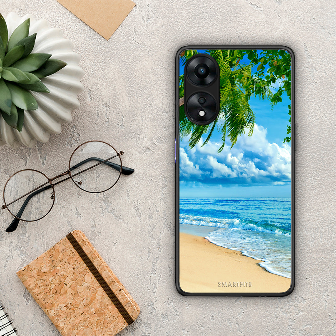 Θήκη Oppo A78 Beautiful Beach από τη Smartfits με σχέδιο στο πίσω μέρος και μαύρο περίβλημα | Oppo A78 Beautiful Beach Case with Colorful Back and Black Bezels