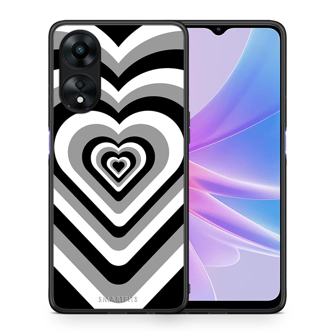 Θήκη Oppo A78 Black Hearts από τη Smartfits με σχέδιο στο πίσω μέρος και μαύρο περίβλημα | Oppo A78 Black Hearts Case with Colorful Back and Black Bezels