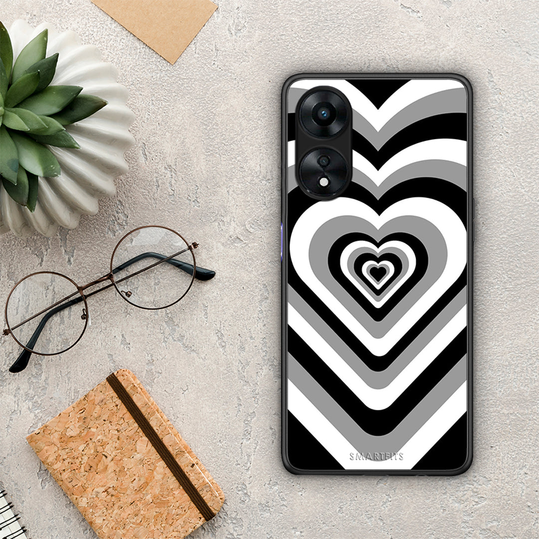 Θήκη Oppo A78 Black Hearts από τη Smartfits με σχέδιο στο πίσω μέρος και μαύρο περίβλημα | Oppo A78 Black Hearts Case with Colorful Back and Black Bezels