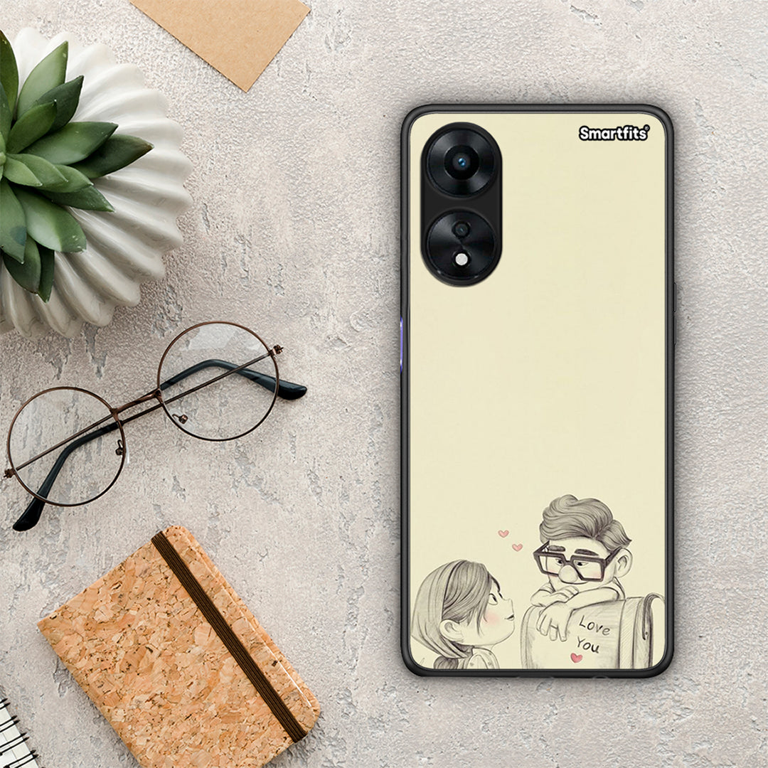 Θήκη Oppo A78 Carl And Ellie από τη Smartfits με σχέδιο στο πίσω μέρος και μαύρο περίβλημα | Oppo A78 Carl And Ellie Case with Colorful Back and Black Bezels