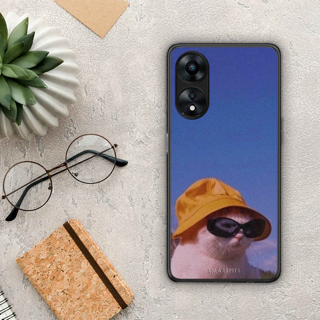 Θήκη Oppo A78 Cat Diva από τη Smartfits με σχέδιο στο πίσω μέρος και μαύρο περίβλημα | Oppo A78 Cat Diva Case with Colorful Back and Black Bezels