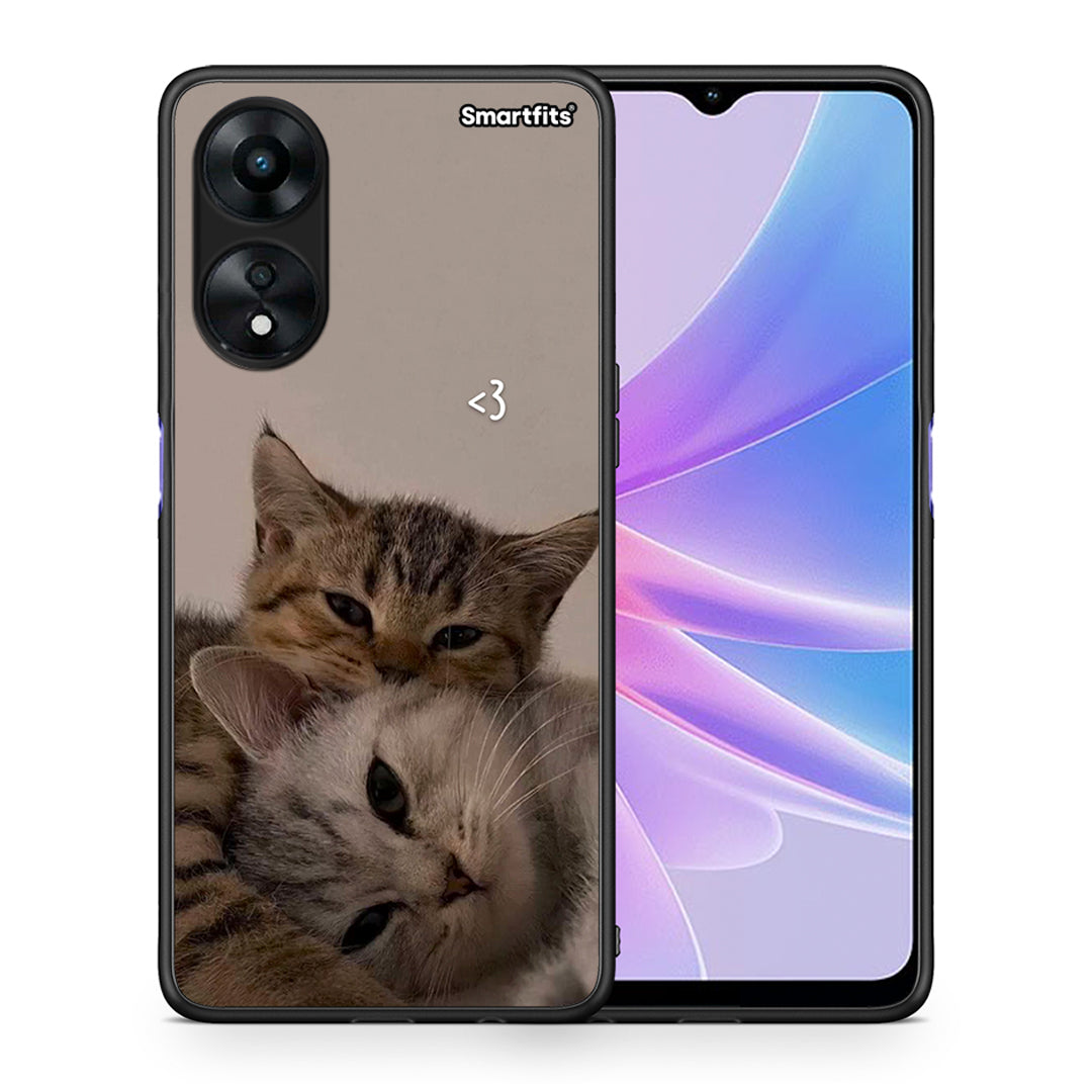 Θήκη Oppo A78 Cats In Love από τη Smartfits με σχέδιο στο πίσω μέρος και μαύρο περίβλημα | Oppo A78 Cats In Love Case with Colorful Back and Black Bezels