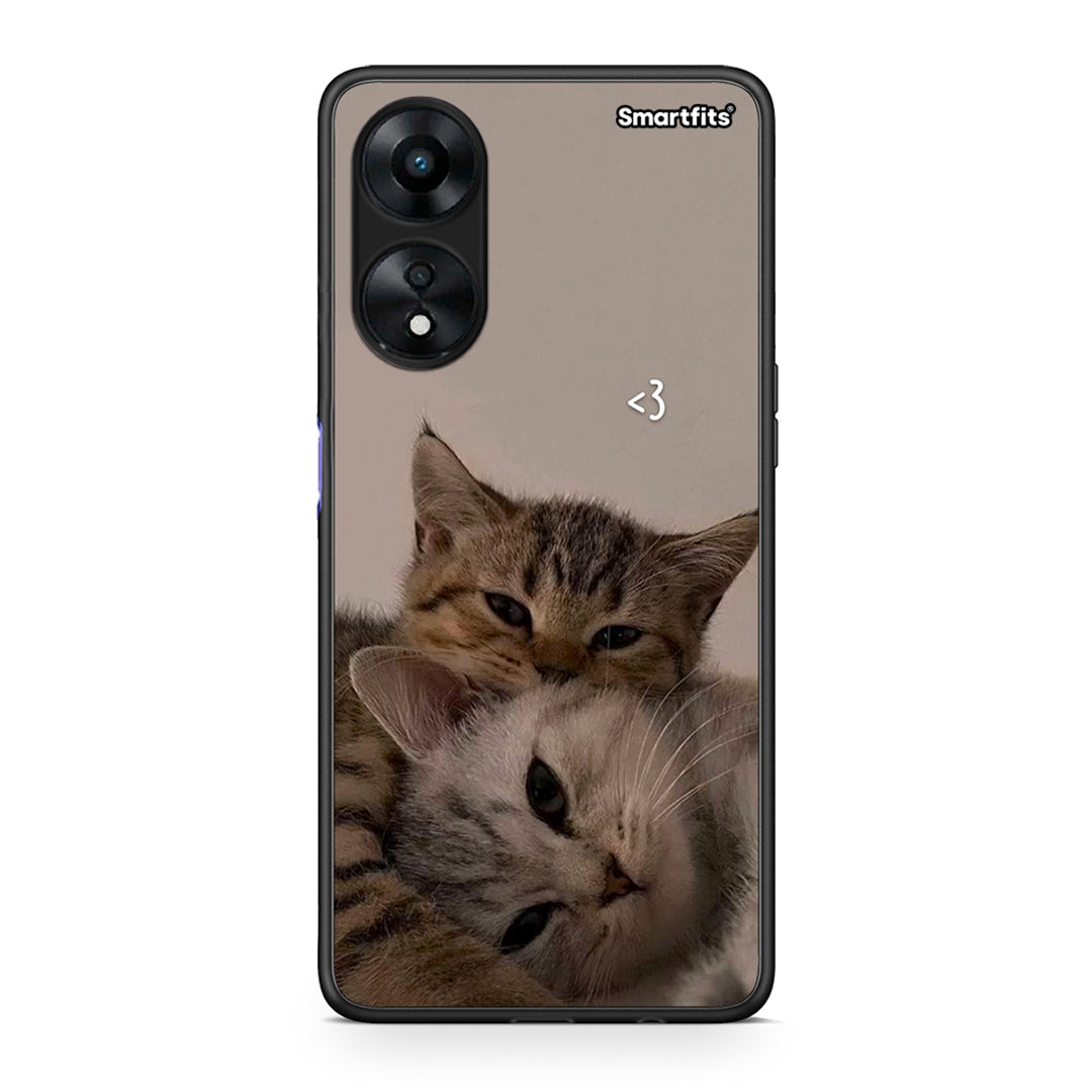 Θήκη Oppo A78 Cats In Love από τη Smartfits με σχέδιο στο πίσω μέρος και μαύρο περίβλημα | Oppo A78 Cats In Love Case with Colorful Back and Black Bezels