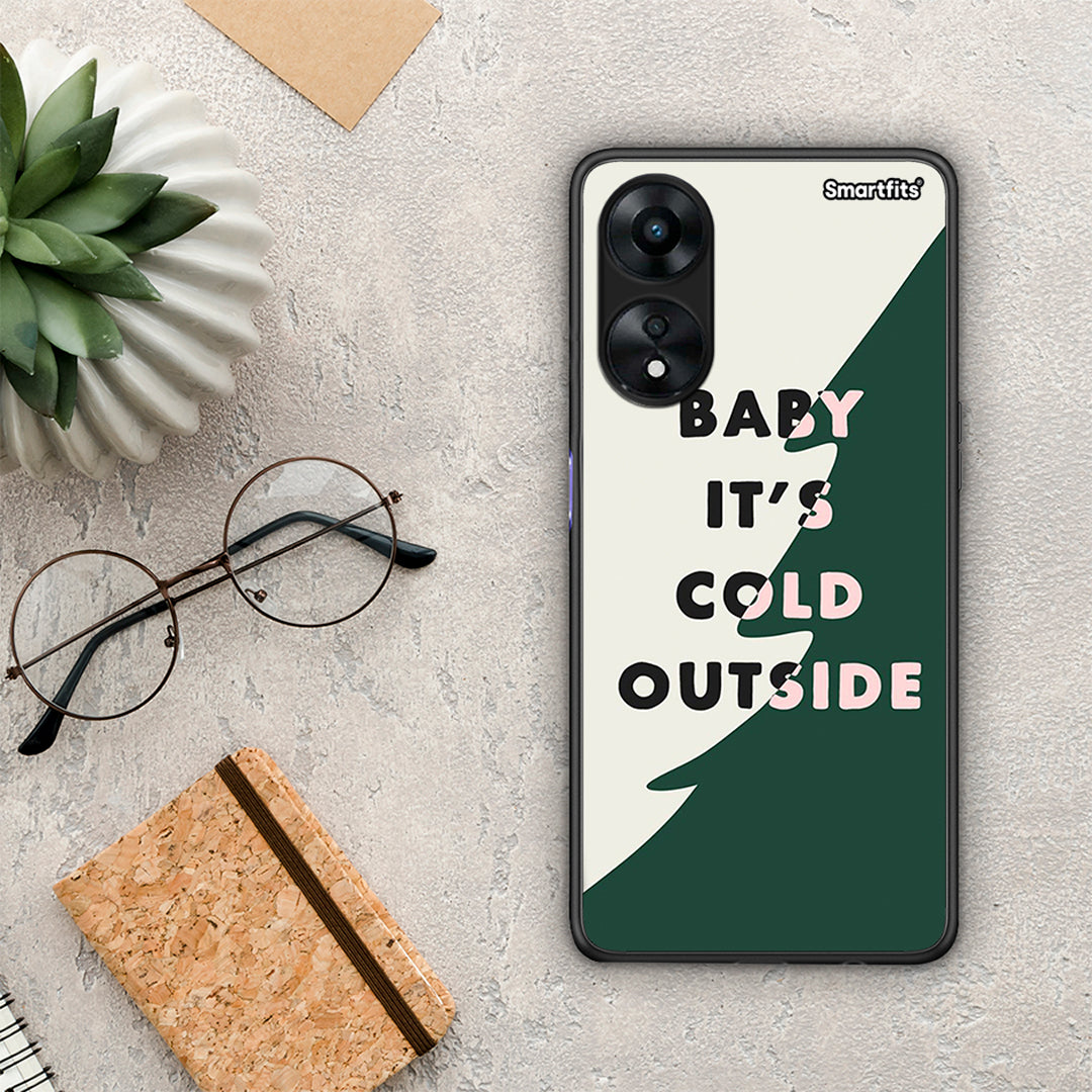 Θήκη Oppo A78 Cold Outside από τη Smartfits με σχέδιο στο πίσω μέρος και μαύρο περίβλημα | Oppo A78 Cold Outside Case with Colorful Back and Black Bezels