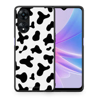 Thumbnail for Θήκη Oppo A78 Cow Print από τη Smartfits με σχέδιο στο πίσω μέρος και μαύρο περίβλημα | Oppo A78 Cow Print Case with Colorful Back and Black Bezels