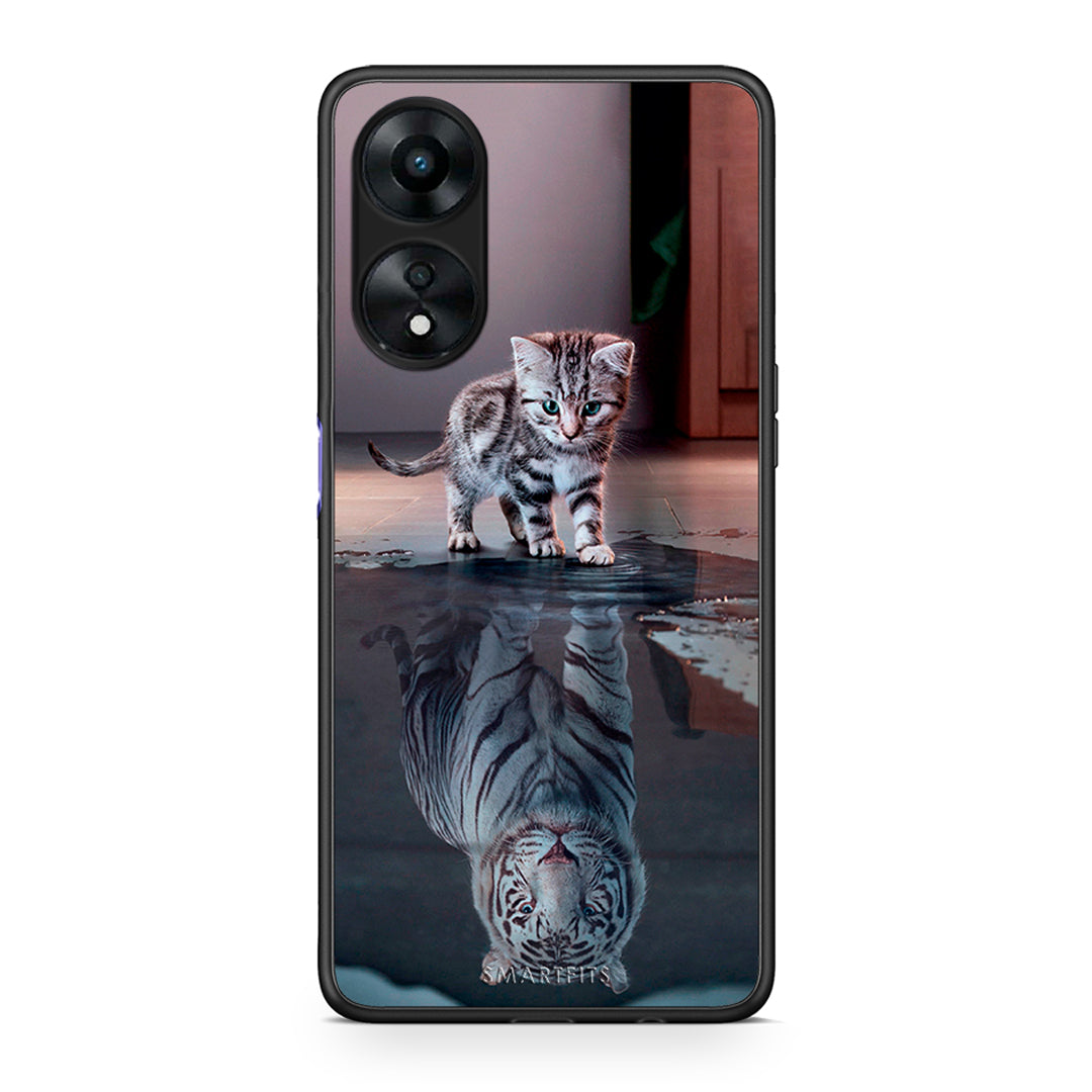 Θήκη Oppo A78 Cute Tiger από τη Smartfits με σχέδιο στο πίσω μέρος και μαύρο περίβλημα | Oppo A78 Cute Tiger Case with Colorful Back and Black Bezels