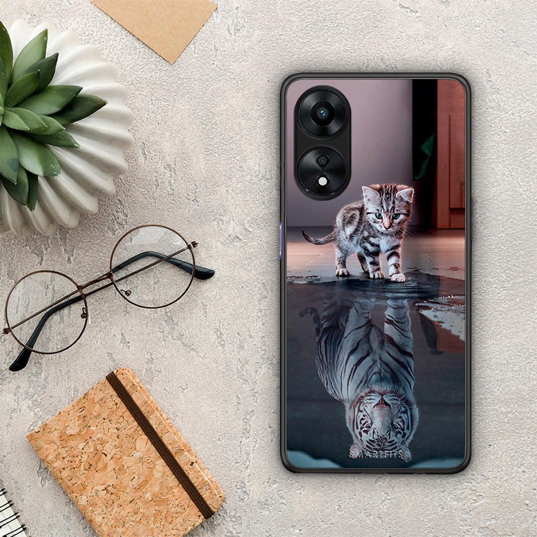 Θήκη Oppo A78 Cute Tiger από τη Smartfits με σχέδιο στο πίσω μέρος και μαύρο περίβλημα | Oppo A78 Cute Tiger Case with Colorful Back and Black Bezels