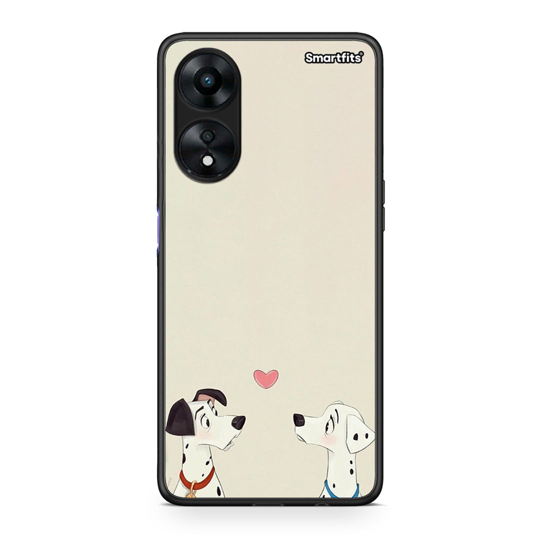 Θήκη Oppo A78 Dalmatians Love από τη Smartfits με σχέδιο στο πίσω μέρος και μαύρο περίβλημα | Oppo A78 Dalmatians Love Case with Colorful Back and Black Bezels