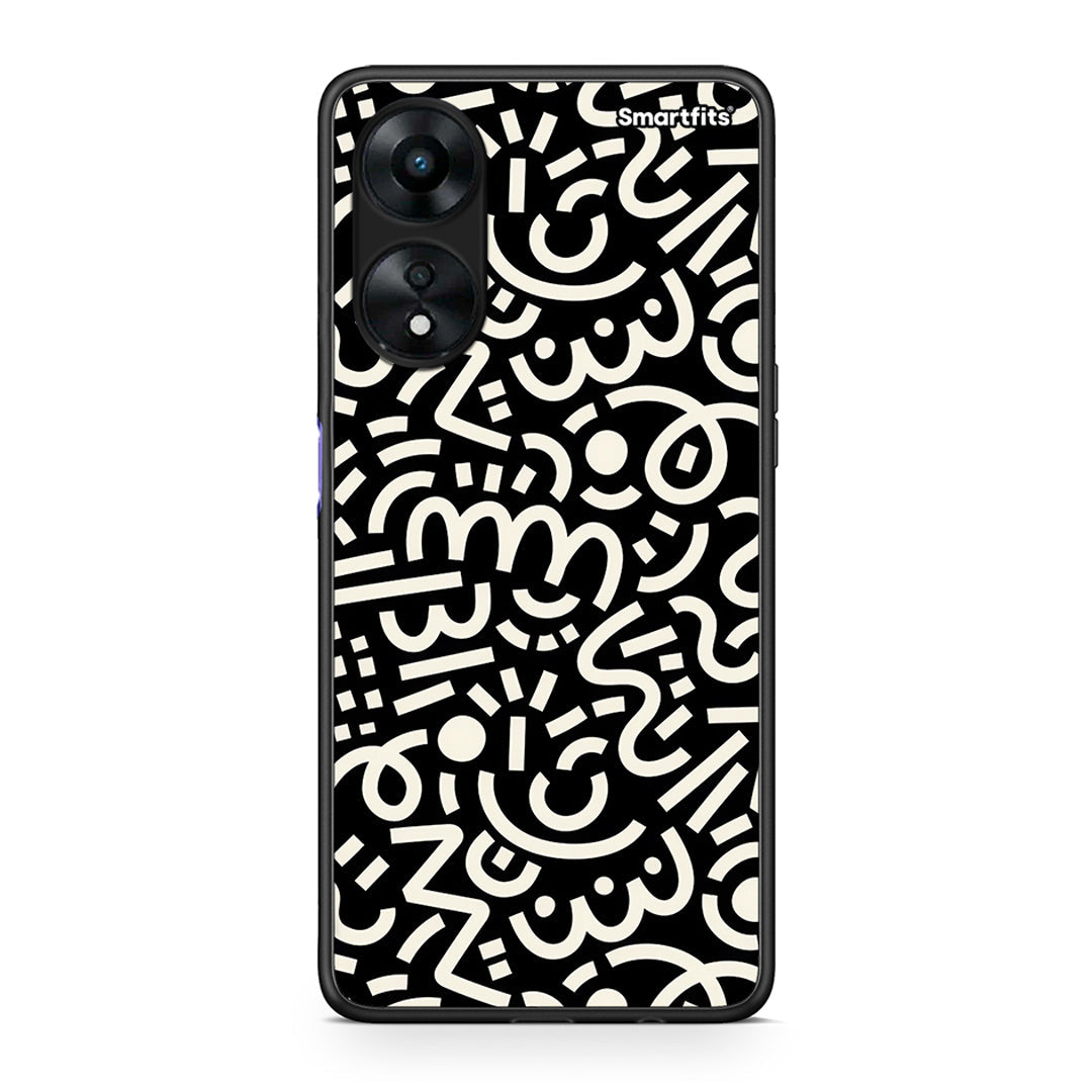 Θήκη Oppo A78 Doodle Art από τη Smartfits με σχέδιο στο πίσω μέρος και μαύρο περίβλημα | Oppo A78 Doodle Art Case with Colorful Back and Black Bezels