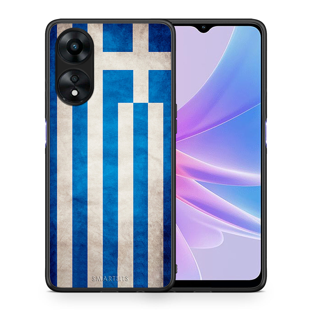 Θήκη Oppo A78 Flag Greek από τη Smartfits με σχέδιο στο πίσω μέρος και μαύρο περίβλημα | Oppo A78 Flag Greek Case with Colorful Back and Black Bezels