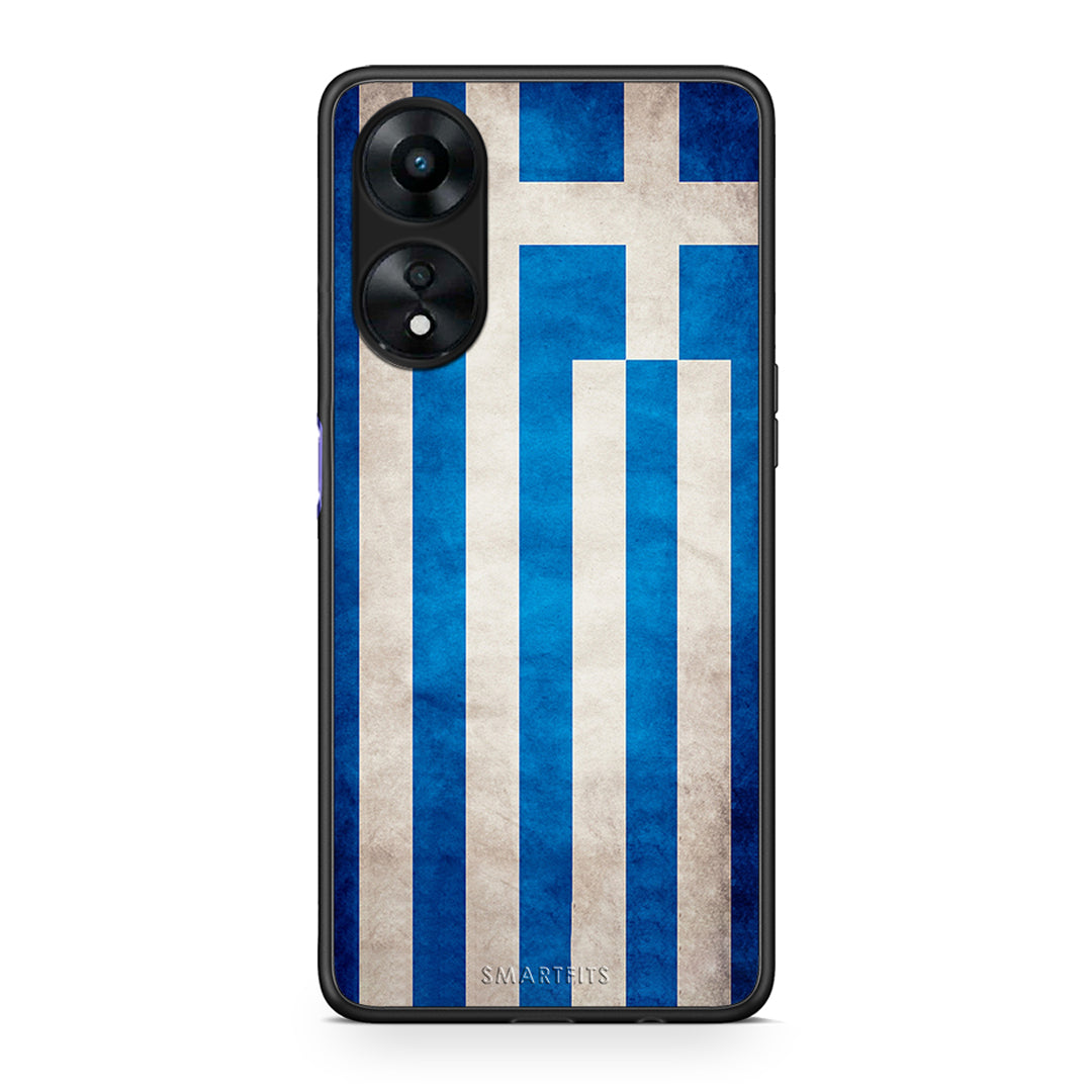 Θήκη Oppo A78 Flag Greek από τη Smartfits με σχέδιο στο πίσω μέρος και μαύρο περίβλημα | Oppo A78 Flag Greek Case with Colorful Back and Black Bezels