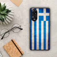 Thumbnail for Θήκη Oppo A78 Flag Greek από τη Smartfits με σχέδιο στο πίσω μέρος και μαύρο περίβλημα | Oppo A78 Flag Greek Case with Colorful Back and Black Bezels